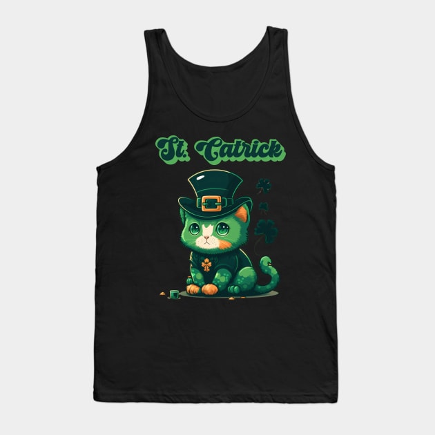 St Catrick Kitten Saint Patricks Day Lucky Cats Tank Top by aneisha